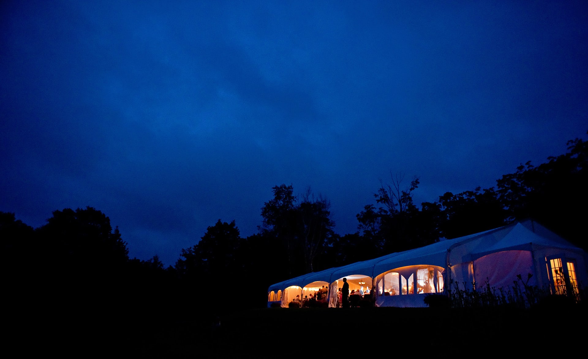 mountain top inn wedding photo of tent at night