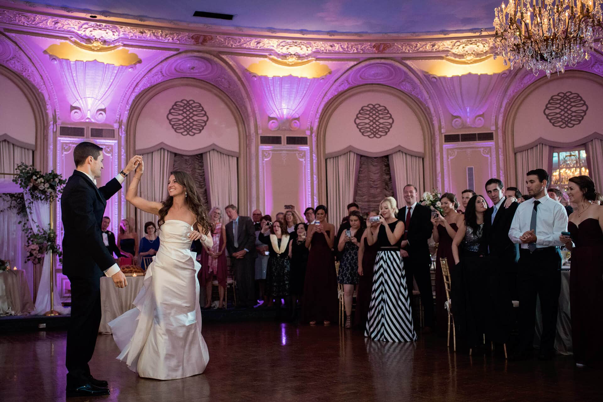 beautiful first dance at a fairmont copley wedding in the oval room