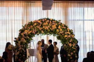 amazing floral chuppah at a mandarin oriental boston jewish wedding