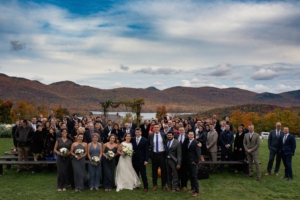 photo of all the guests after the ceremony at a mountain top inn wedding