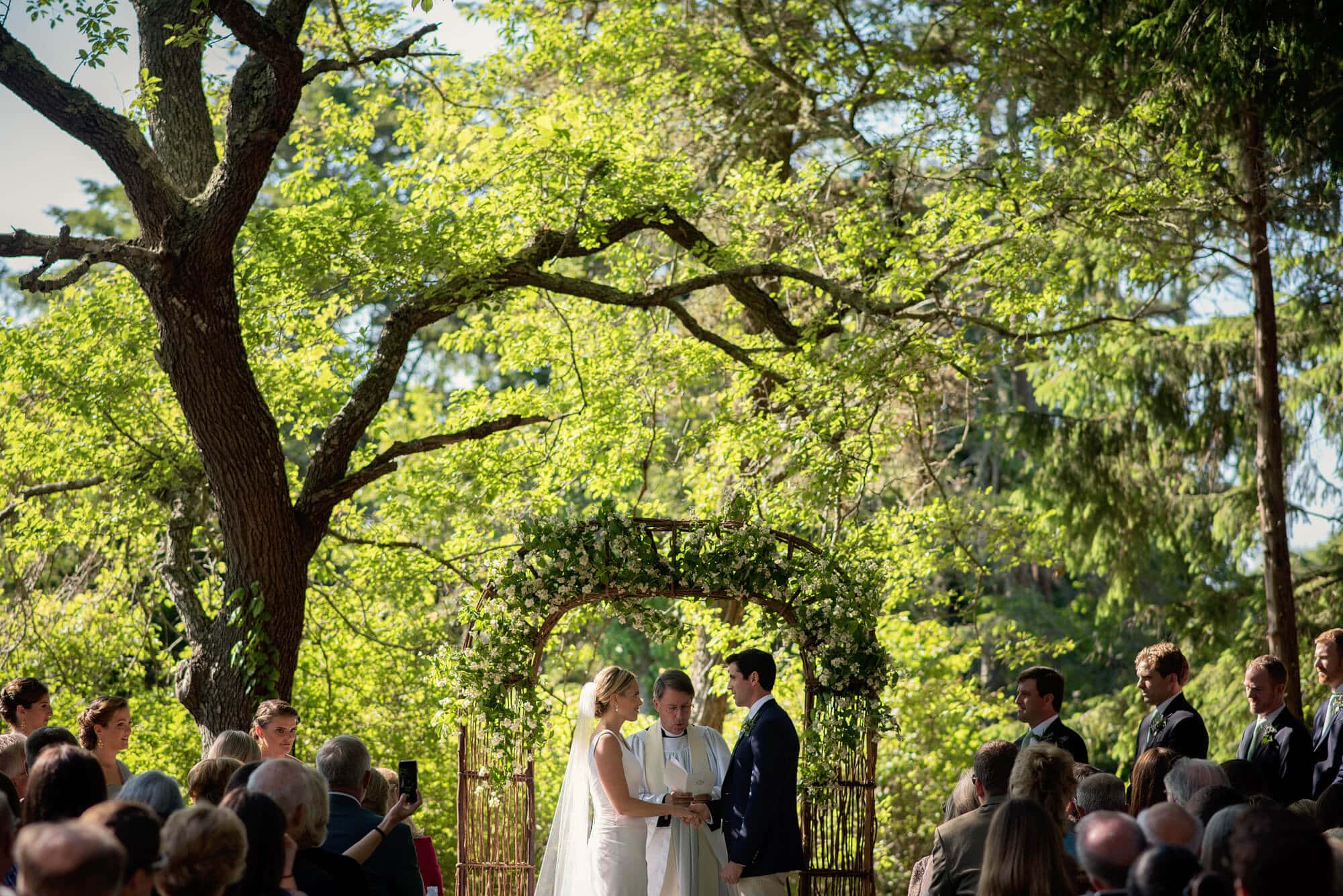 chatham wedding ceremony under trees