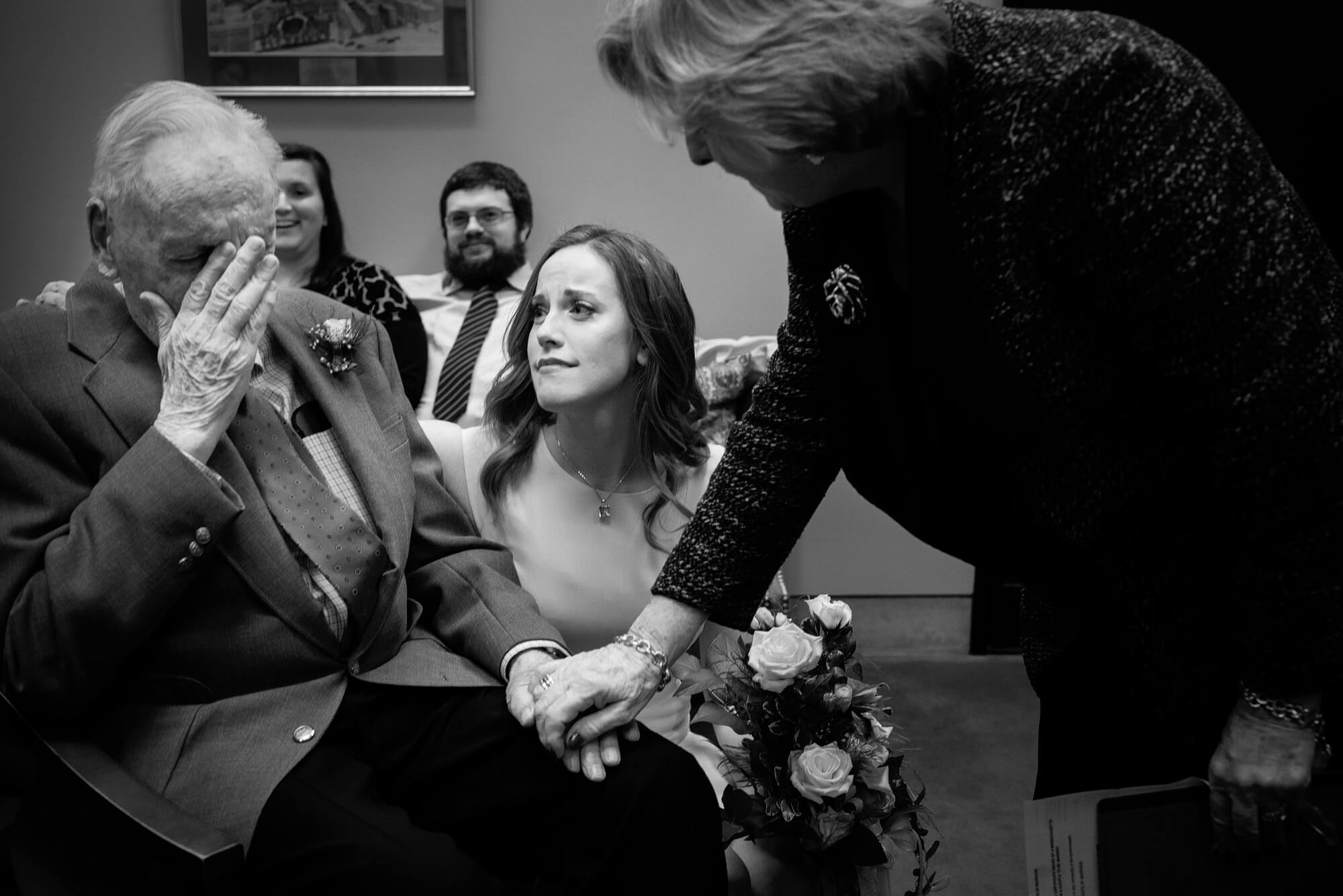 sweet moment at city hall wedding with grandpa