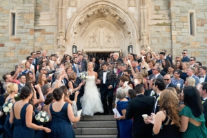 confetti exit at st ignatius church boston college wedding