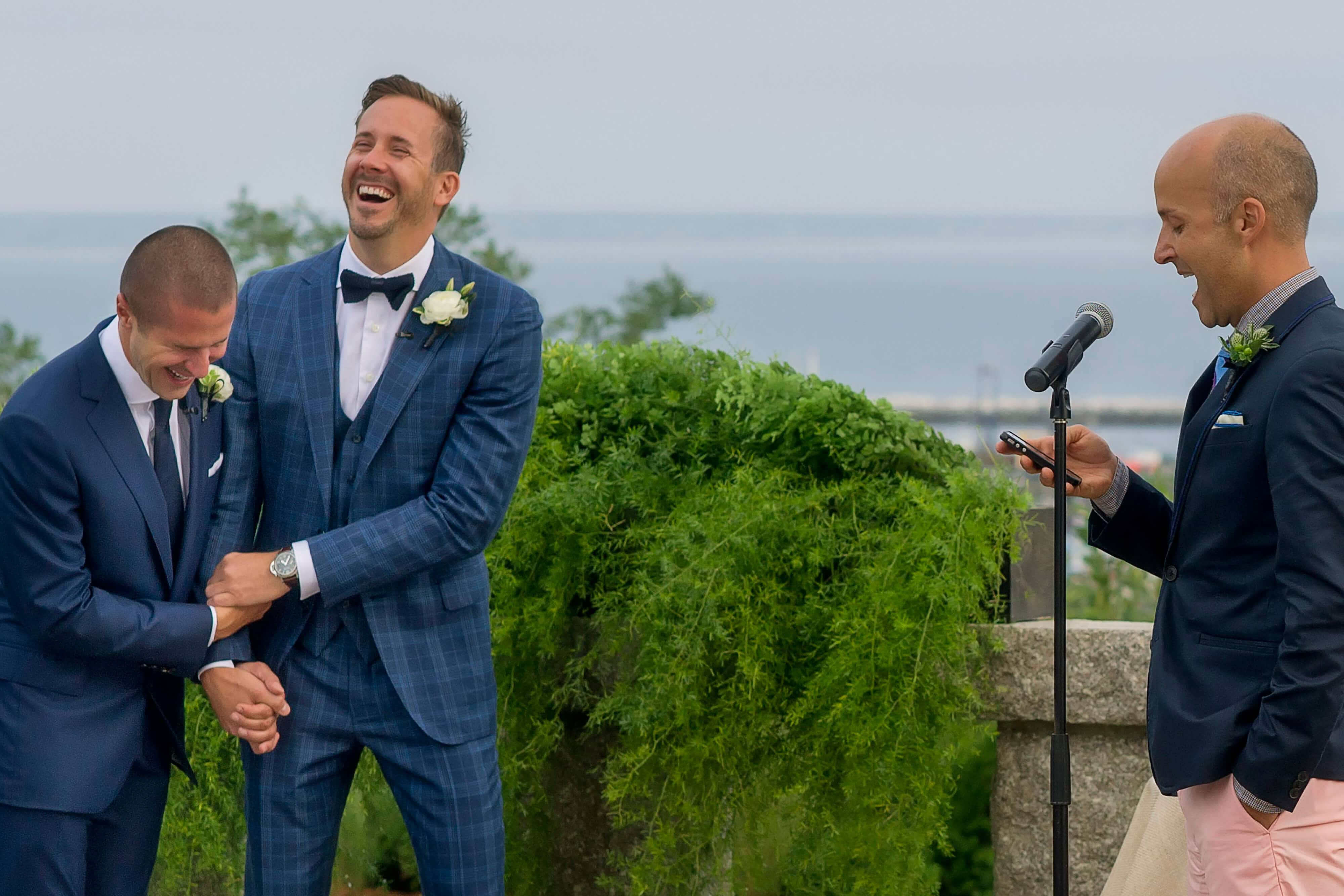 gay wedding ceremony photos at pilgrim monument in provincetown cape cod