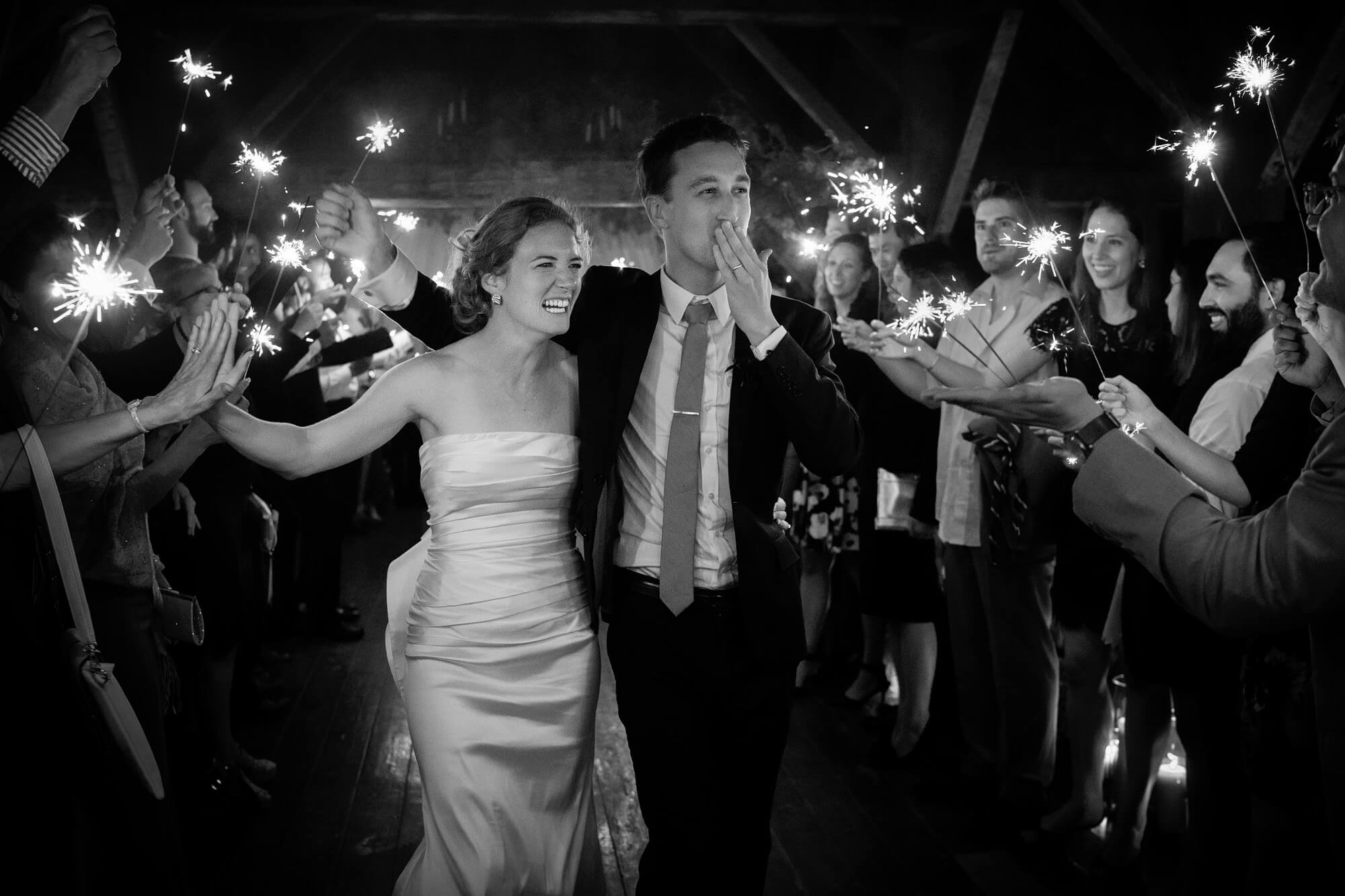 sparkler exit at riverside farm wedding in vermont