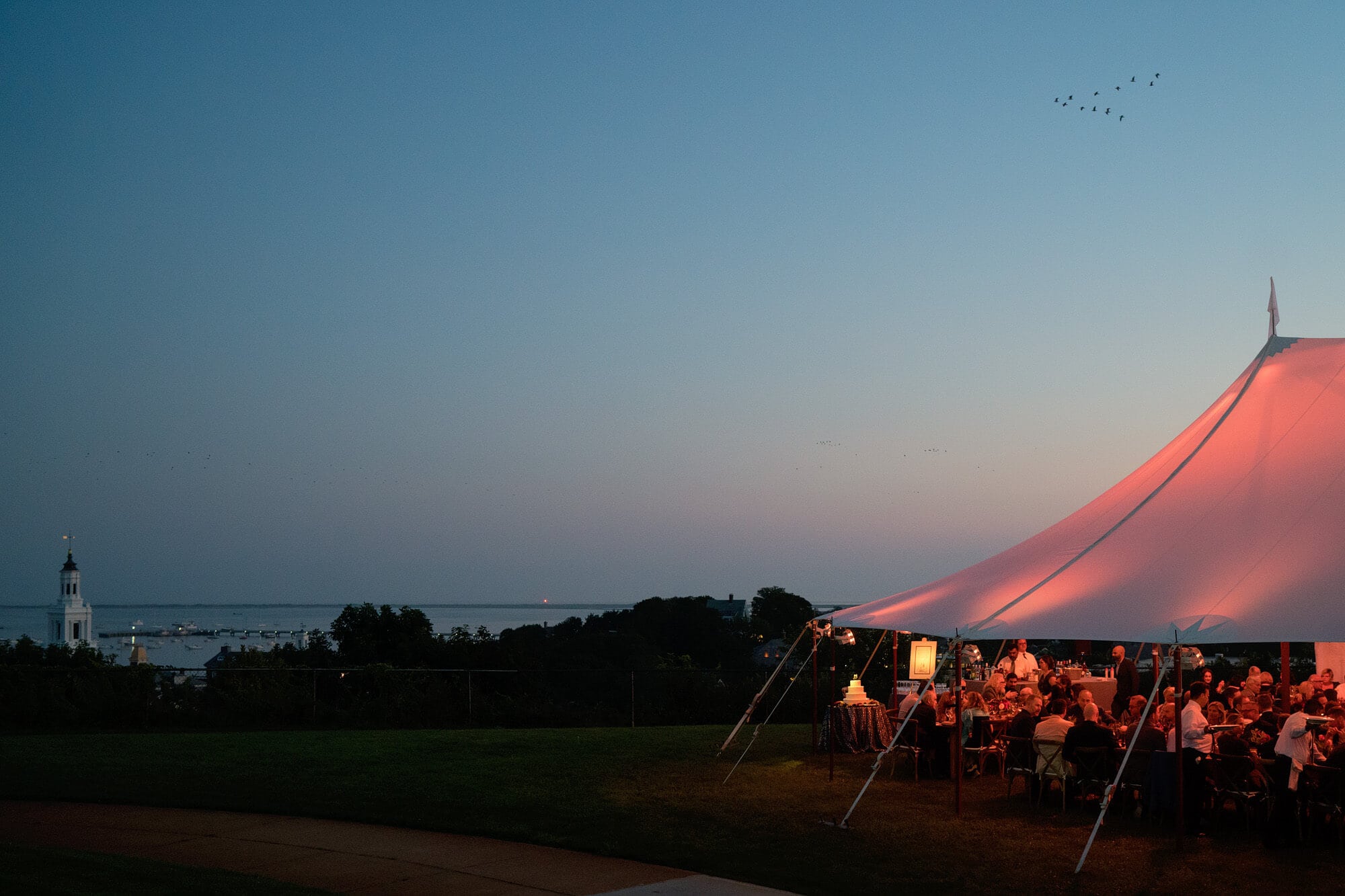 beautiful sunset at provincetown monument wedding