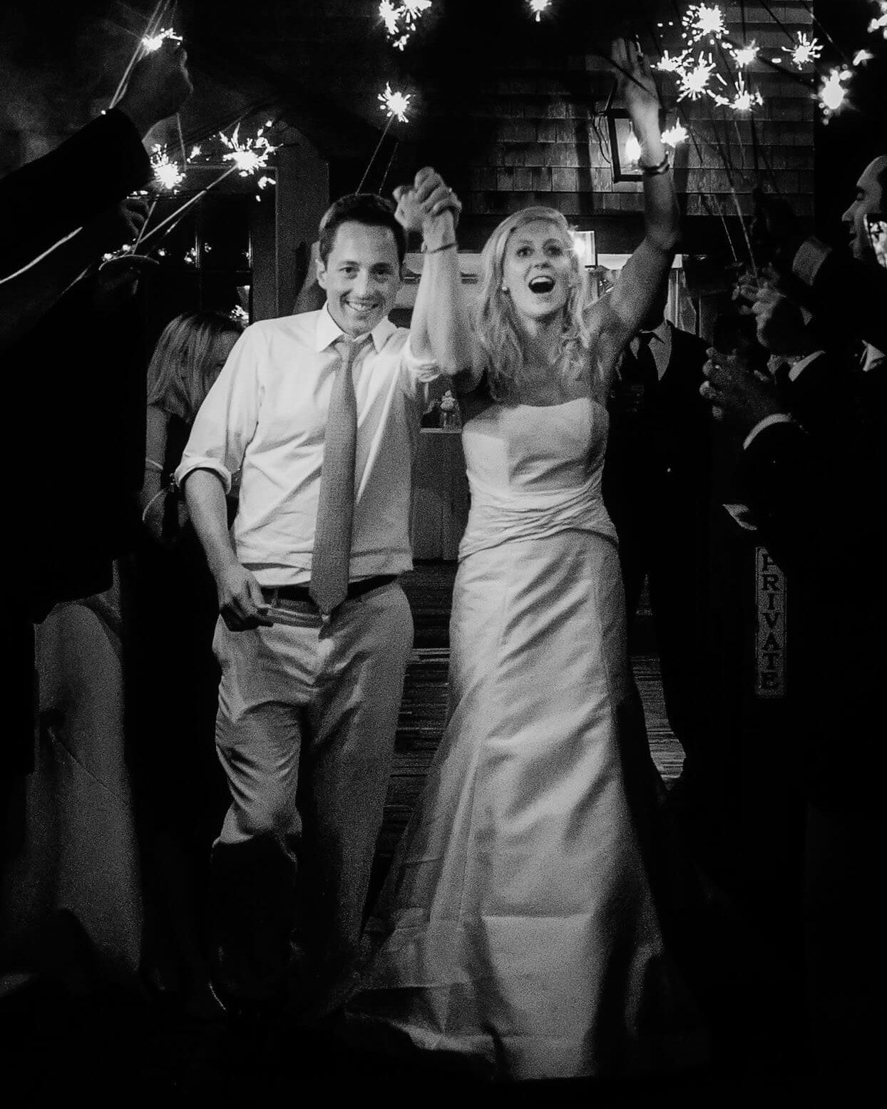 sparkler exit at a marthas vineyard yacht club wedding