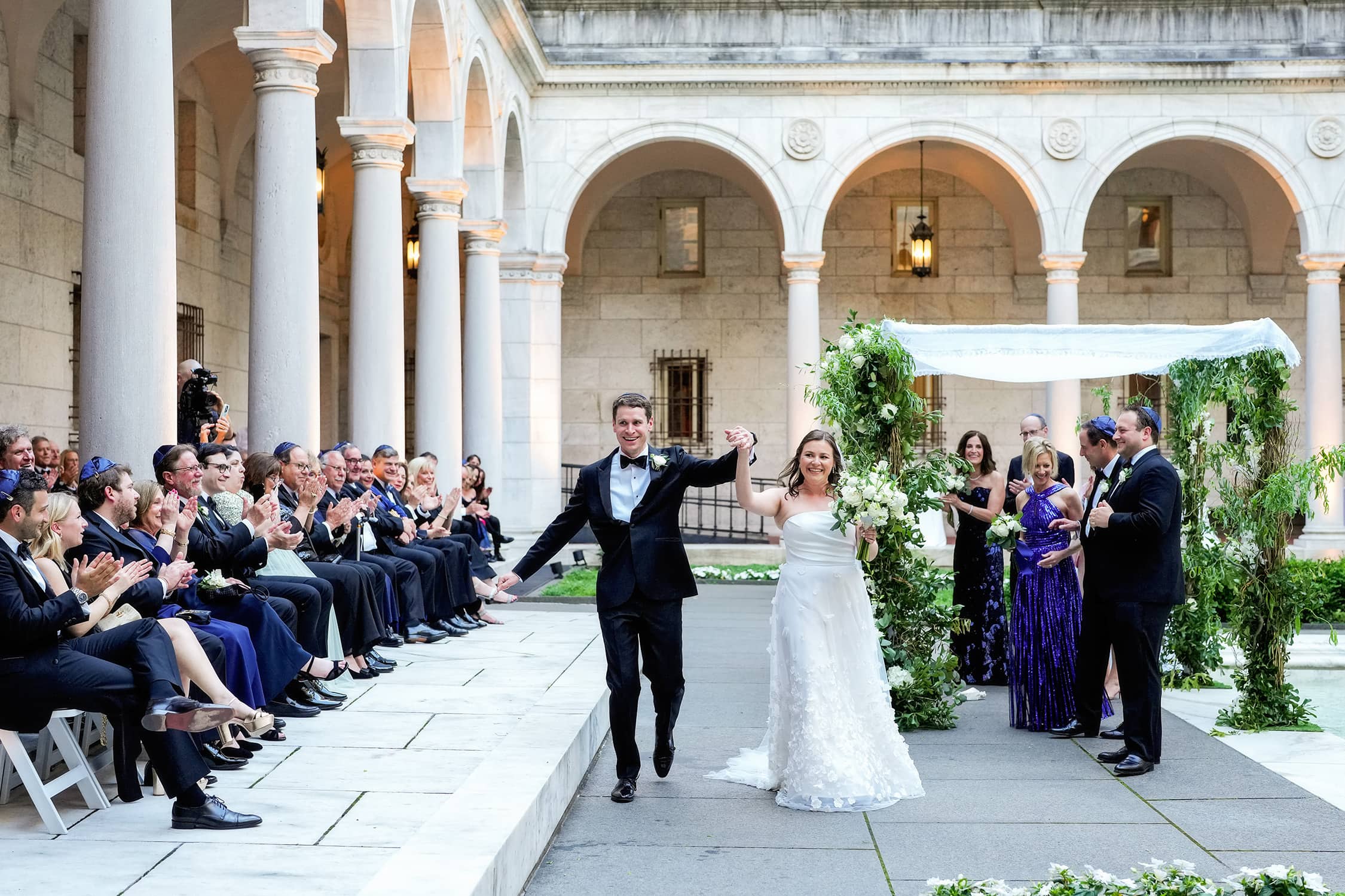 courtyard wedding ceremony at a boston public library wedding